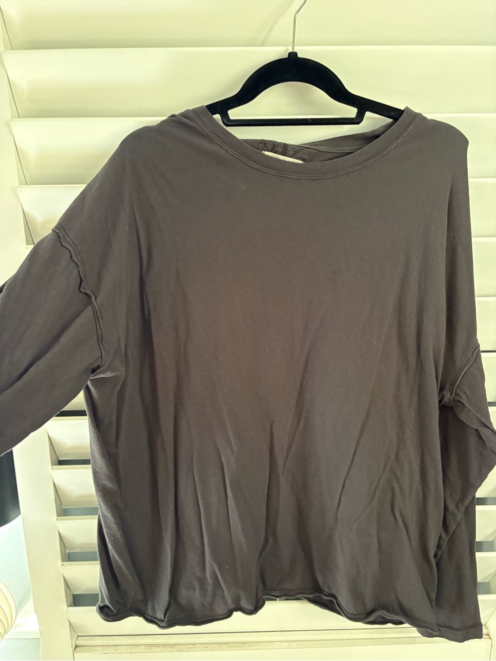 Free People Oversized Crewneck long sleeve tee in light black